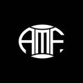 AMF abstract monogram circle logo design on black background. AMF Unique creative initials letter logo..AMF abstract monogram Royalty Free Stock Photo