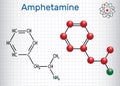 Amfetamine amphetamine, C9H13N molecule, is a potent central n Royalty Free Stock Photo