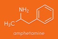 Amfetamine amphetamine, speed stimulant drug molecule. Skeletal formula.