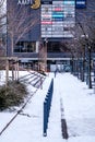 AMFI Shopping Mall Entrance Downtown Sandnes With Snow Covered Pathway