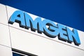 Amgen sign at biopharmaceutical company campus in Silicon Valley, biotech company headquartered in Thousand Oaks. - South San