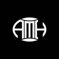 AMH abstract monogram circle logo design on black background. AMH Unique creative initials letter logo Royalty Free Stock Photo