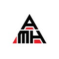 AMH triangle letter logo design with triangle shape. AMH triangle logo design monogram. AMH triangle vector logo template with red Royalty Free Stock Photo