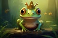 Amiable Cute frog prince. Generate Ai