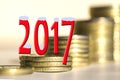 2017 amid bars coins . Royalty Free Stock Photo