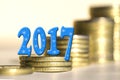 2017 amid bars coins . Royalty Free Stock Photo