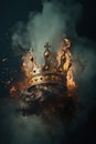 fiery king crown. rise and fall of a medieval empire. Medieval, king, queen, prince, princess, knight concept. Royalty Free Stock Photo