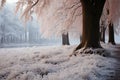 Amid the frosty beechwood, natures serene winter elegance shines through