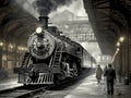 a vintage steam locomotive generate by AI