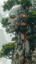 Amidst cybernetic wildlife Cyborg Moses strikes a silicon rock creating a data stream oasis