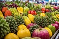 Amidst the hustle and bustle of the market, exotic tropical fruits beckon with their exotic allure, their succulent