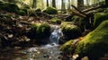 Close Up of a small Waterfall in the Forrest. Blurred Background Royalty Free Stock Photo