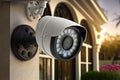 CCTV security camera in front of a house