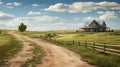 Serenity in Simplicity: A Captivating Image of a Classic Ranch-Style Home Nestled on a Lush Meadow - AI Generative