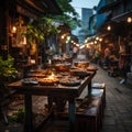 Amidst a quaint street food alley in a coastal town
