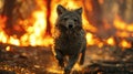 Amidst the ragging flames of burning forest, the wildlife faces a dire situation. Generative Ai