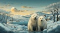 A couple of polar bears in the snow Royalty Free Stock Photo