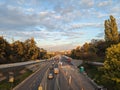 Amidst the urban greenery, a road unfolds its journey