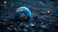 Amidst the vast expanse of space, tiny Earth orbits, marking the celebration of Earth Day Royalty Free Stock Photo