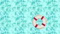 Amination blue water background with scrolling life preserver