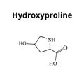 Amino acid Hydroxyproline. Chemical molecular formula Hydroxyproline amino acid. Vector illustration on isolated