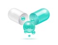 Glutamic acid acid amino acid float out of the capsule. Vitamins complex and minerals green