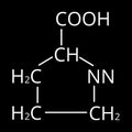 Amino acid Proline. Chemical molecular formula proline amino acid. Vector illustration on isolated background