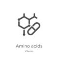 amino acids icon vector from vitamin collection. Thin line amino acids outline icon vector illustration. Outline, thin line amino