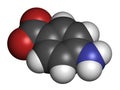 4-aminobenzoic acid (PABA, aminobenzoate) molecule. Atoms are represented as spheres with conventional color coding: hydrogen (