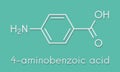 4-aminobenzoic acid PABA, aminobenzoate molecule. Skeletal formula.