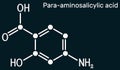 4-Aminosalicylic acid, para-aminosalicylic acid or PAS molecule. It is antibiotic used to treat tuberculosis. Skeletal chemical