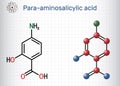 4-Aminosalicylic acid, para-aminosalicylic acid or PAS molecule. It is antibiotic used to treat tuberculosis. Structural chemical