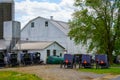 The Amish Buggies Parked at Barn Royalty Free Stock Photo