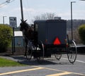 An Amish buggy parked at a local grocery store Royalty Free Stock Photo