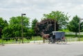 Amish carriage waits for tourists. Amish country. Lancaster