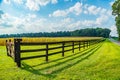 Amish country field agriculture, beautiful brown wooden fence, farm, barn in Lancaster, PA US Royalty Free Stock Photo