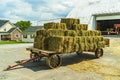 Amish country hay loaded wagon on the farm barn agriculture in Lancaster, PA US Royalty Free Stock Photo