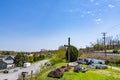 Amish country, large wooden cross, farm barn field agriculture in Lancaster, PA US