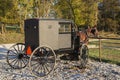 Amish horse and buggy,hitched