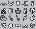 Amish Lifestyle Or Amish Culture Icons White On Black Sticker Set Big Royalty Free Stock Photo