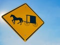 Amish traditional horse and buggy road sign in Lancaster County Pennsylvania, USA
