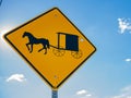 Amish traditional horse and buggy road sign in Lancaster County Pennsylvania, USA Royalty Free Stock Photo