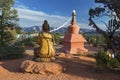 Amitabha Stupa, Buddha Statue and Prayer Flags in Peace Park Sedona Arizona Royalty Free Stock Photo