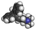 Amitryptiline tricyclic antidepressant drug molecule. Used in treatment of clinical depression