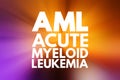 AML - Acute Myeloid Leukemia acronym, medical concept background Royalty Free Stock Photo
