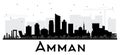 Amman Jordan City Skyline Black and White Silhouette. Royalty Free Stock Photo