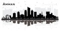 Amman Jordan City Skyline Silhouette with Black Buildings and Reflections Isolated on White Royalty Free Stock Photo