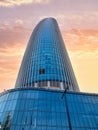 Amman Rotana 5 stars luxury Hotel located in Abdali district, Amman. Modern skyskraper at sunset