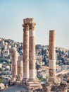 View of Temple of Hercules roman temple remains in Amman citadel, Jordan