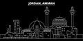 Amman silhouette skyline. Jordan - Amman vector city, jordian linear architecture, buildings. Amman travel illustration